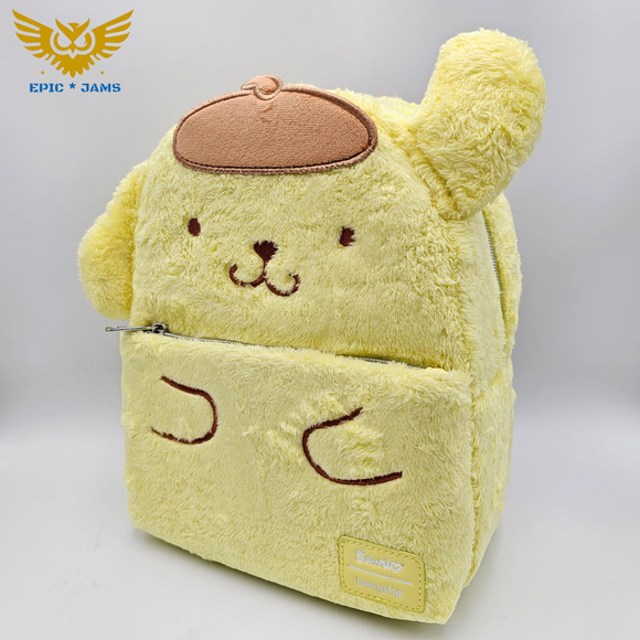 Loungefly Sanrio Hello Kitty and Friends Pompompurin Fuzzy Mini Backpack Bag New - Picture 3 of 5